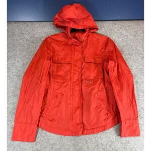 GAP Windbreaker Jacket Womens XS Orange Hooded Full Zip Lined Utility Outdoor